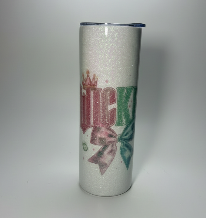 Glittered tumbler 20oz with beautiful bow design uk