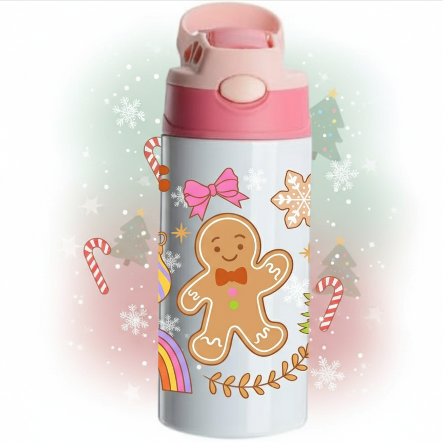 12oz Kids Skinny Tumbler Gingerbread man PERSONALISED WITH NAME