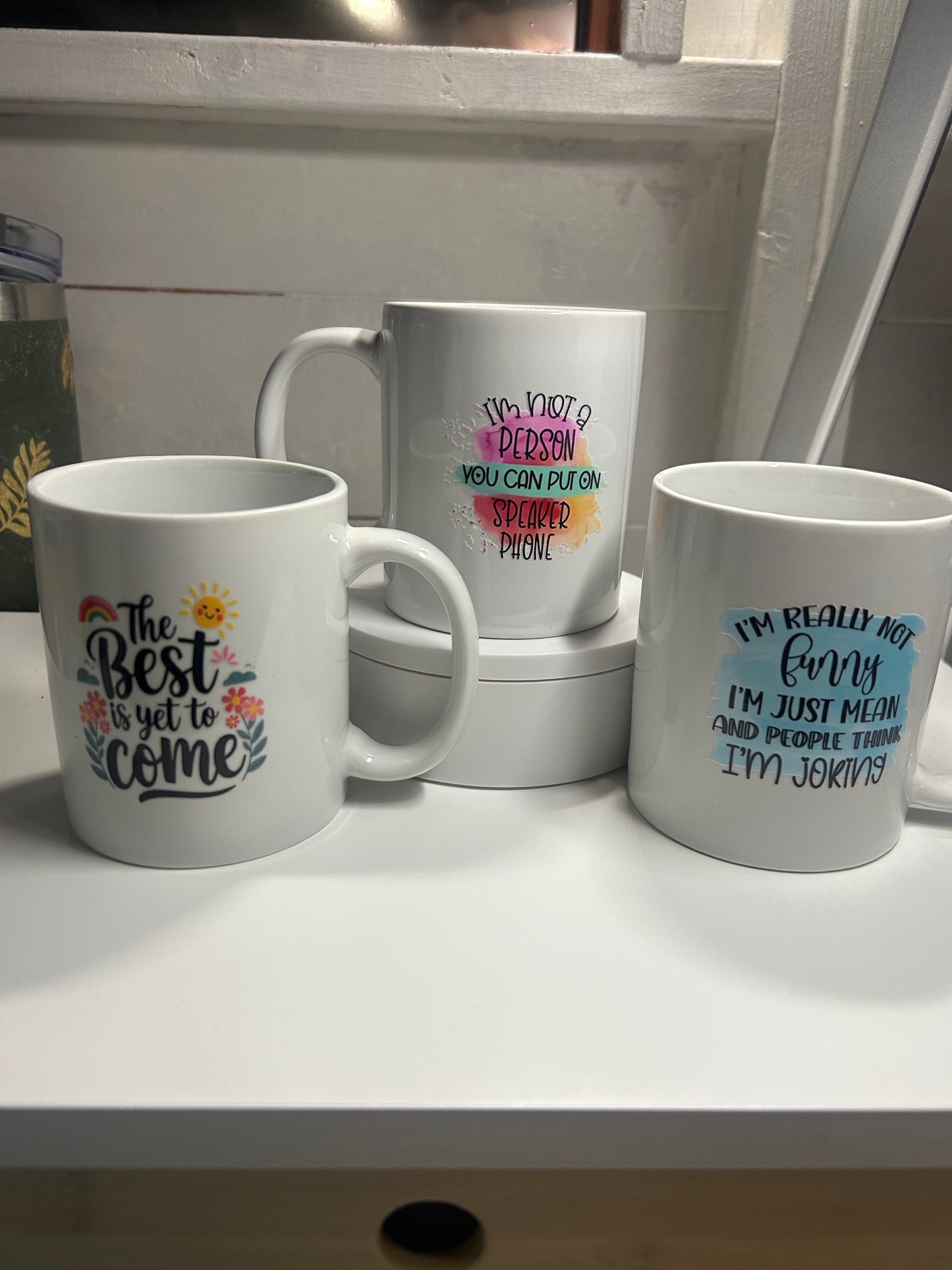 11oz Mugs with UV-DTF sticker designs