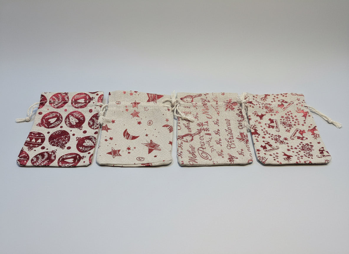 Drawstring Christmas Gift Bags-Random 2pkt